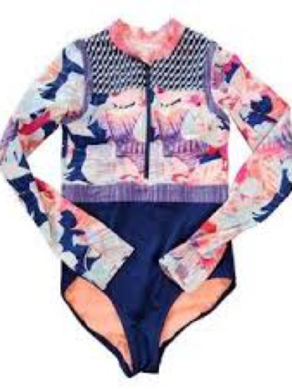 Athleta Kids One-Piece Rash Guard Swimsuit - Navy, Pink, Coral, White